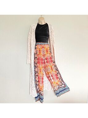Ranna Gill Airy Samaire Wide-Leg Palazzo Pants Boho Hippie Resortwear Sz 6